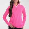 Antigua Spring 2025 Womens Mock Neck Long Sleeve Active Quarter-zip Pullover Sweater In Pink