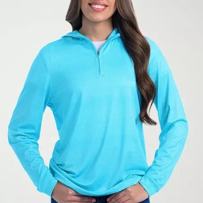 Antigua Spring 2025 Womens Mock Neck Long Sleeve Active Striped Quarter-zip Pullover Sweater In Blue
