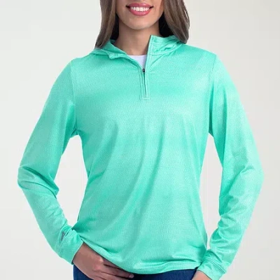 Antigua Spring 2025 Womens Mock Neck Long Sleeve Active Striped Quarter-zip Pullover Sweater In Green