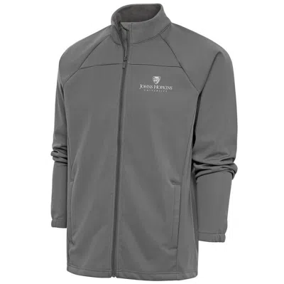 Antigua Steel Johns Hopkins Blue Jays Links Full-zip Golf Jacket In Gray