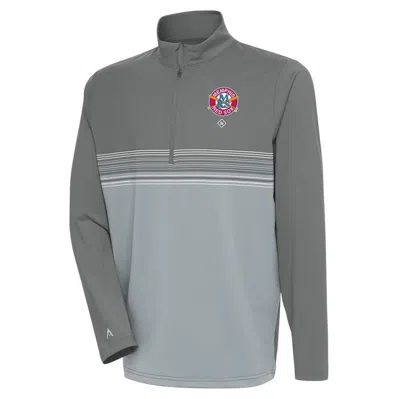 Antigua Steel Memphis Red Sox Pace Quarter-zip Pullover Top In Gray