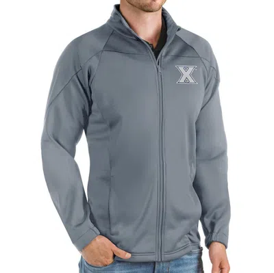Antigua Steel Xavier Musketeers Links Full-zip Golf Jacket In Blue