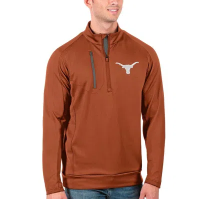Antigua Texas Orange/charcoal Texas Longhorns Generation Half-zip Pullover Jacket In Brown