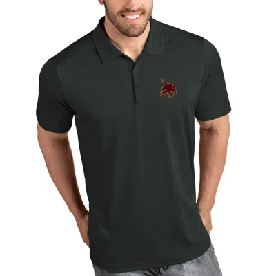 Antigua Texas State Bobcats  Tribute Polo In Charcoal