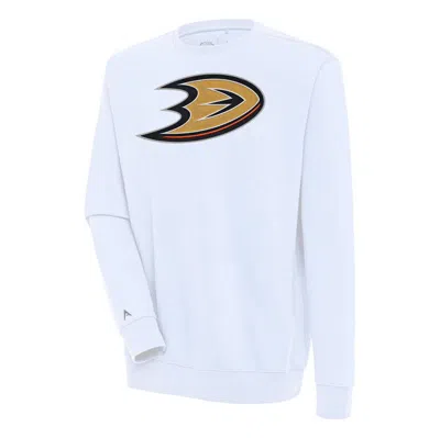 Antigua White Anaheim Ducks Victory Pullover Sweatshirt