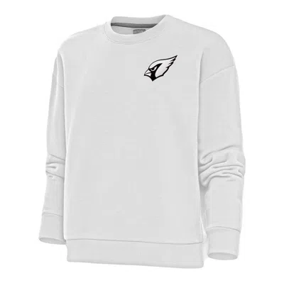 Antigua White Arizona Cardinals Metallic Logo Victory Crewneck Pullover Sweatshirt