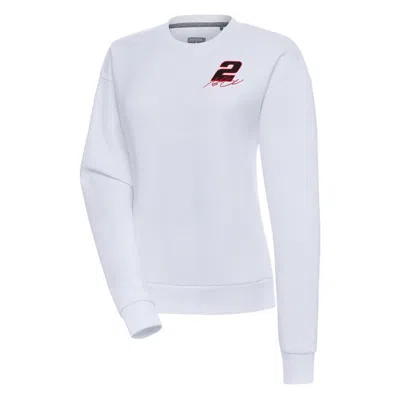 Antigua White Austin Cindric Victory Pullover Sweatshirt