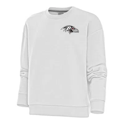 Antigua White Baltimore Ravens Metallic Logo Victory Crewneck Pullover Sweatshirt