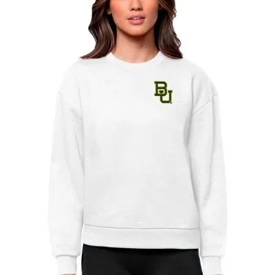 Antigua White Baylor Bears Logo Victory Crewneck Pullover Sweatshirt