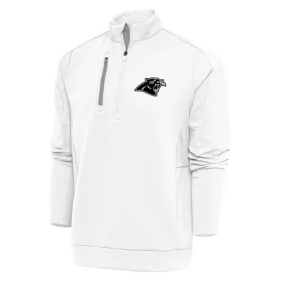 Antigua White Carolina Panthers Metallic Logo Generation Quarter-zip Pullover Top