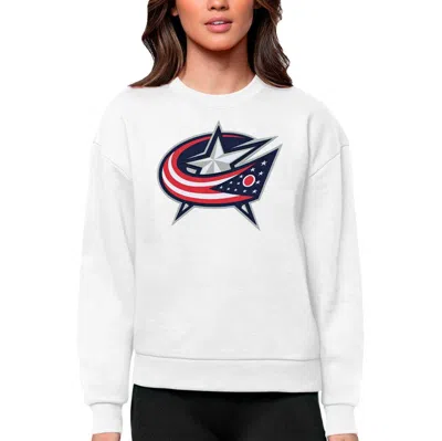 Antigua White Columbus Blue Jackets Primary Logo Team Logo Victory Crewneck Pullover Sweatshirt
