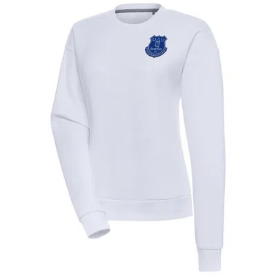 Antigua White Everton Takeover Crewneck Pullover Sweatshirt