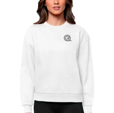 Antigua White Georgetown Hoyas Logo Victory Crewneck Pullover Sweatshirt