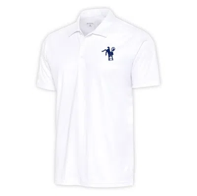 Antigua White Indianapolis Colts Team Logo Throwback Apex Polo