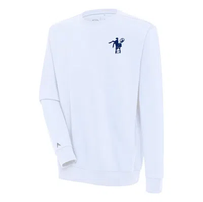 Antigua White Indianapolis Colts Throwback Logo Victory Pullover Sweatshirt