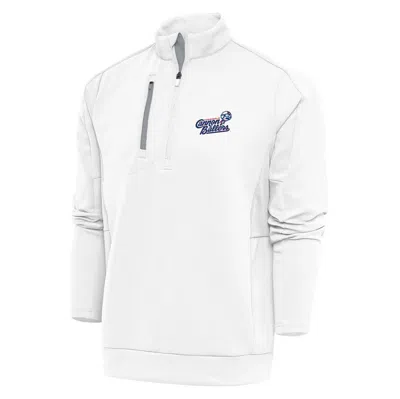 Antigua White Kannapolis Cannon Ballers Generation Quarter-zip Pullover Top In Blue
