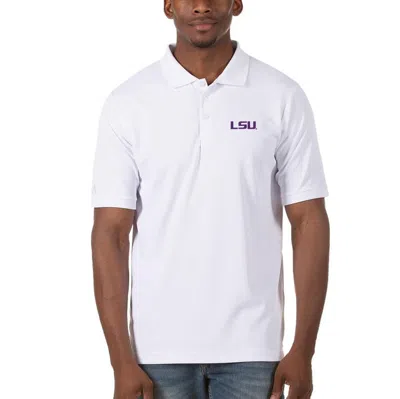 Antigua White Lsu Tigers Legacy Pique Polo