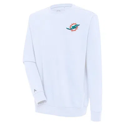 Antigua White Miami Dolphins Victory Pullover Sweatshirt