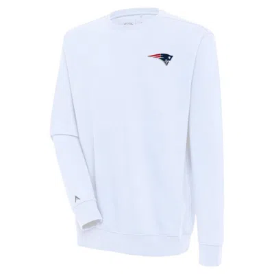 Antigua White New England Patriots Victory Pullover Sweatshirt