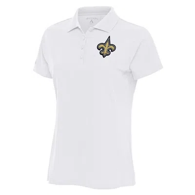 Antigua White New Orleans Saints Team Logo Legacy Pique Polo