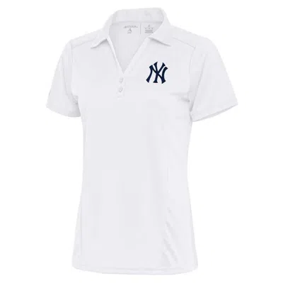 Antigua White New York Yankees Logo Tribute Polo