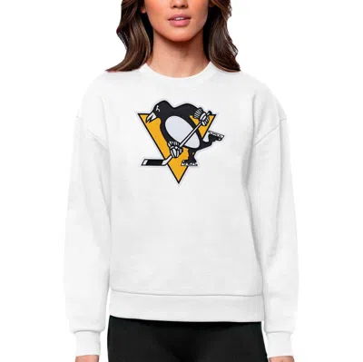 Antigua White Pittsburgh Penguins Primary Logo Team Logo Victory Crewneck Pullover Sweatshirt