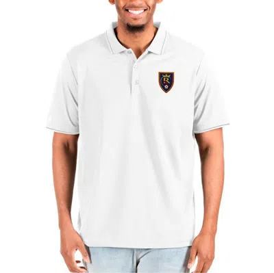 Antigua White Real Salt Lake  Solid Pique Polo In Gray