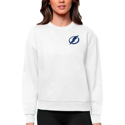 Antigua White Tampa Bay Lightning Primary Logo Victory Crewneck Pullover Sweatshirt