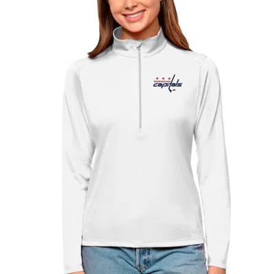 Antigua White Washington Capitals Tribute Quarter-zip Pullover Top