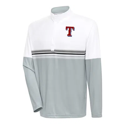 Antigua White/black Texas Rangers Bender Quarter-zip Pullover Top