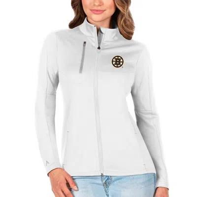 Antigua White/silver Boston Bruins Generation Full-zip Pullover Jacket