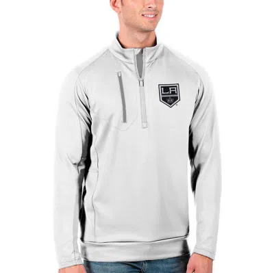 Antigua White/silver Los Angeles Kings Generation Quarter-zip Pullover Jacket In Multi