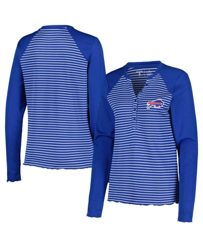 Antigua Women's  Royal Buffalo Bills Maverick Waffle Henley Long Sleeve T-shirt