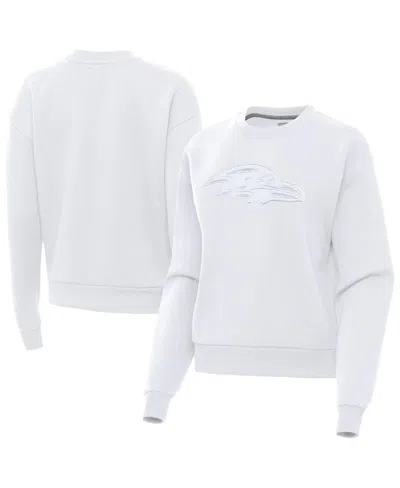 Antigua Women's Baltimore Ravens Victory Long-sleeve Crewneck Pullover Sweatshirt In White