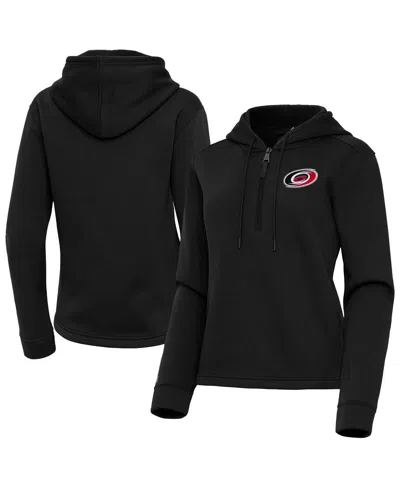 Antigua Women's Black Carolina Hurricanes Contemporary Quarter-zip Hoodie