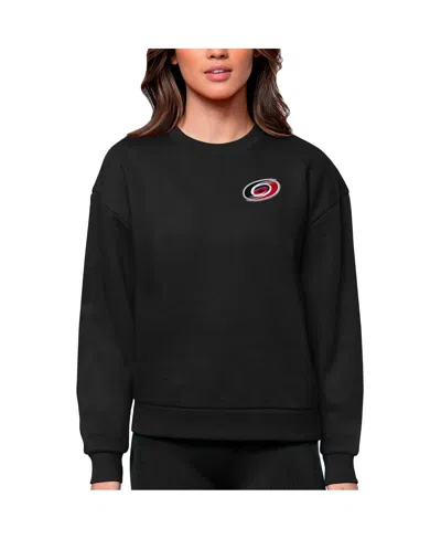 Antigua Women's Black Carolina Hurricanes Primary Logo Victory Crewneck Pullover Sweatshirt
