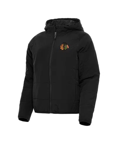 Antigua Women's Black Chicago Blackhawks Universe Full-zip Puffer Jacket
