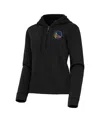 Antigua Women's Black Golden State Warriors Contemporary Quarter-zip Hoodie In Black