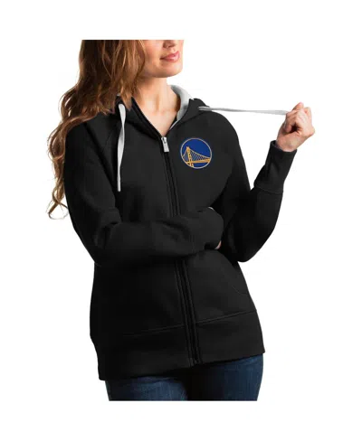 Antigua Women's Black Golden State Warriors Victory Full Zip Hoodie