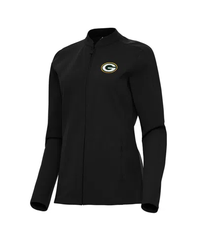 Antigua Women's Black Green Bay Packers Regard Full-zip Jacket
