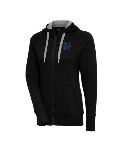 Antigua Women's Black Houston Texans Victory Raglan Full-zip Hoodie Jacket