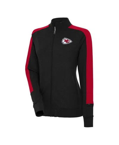 Antigua Women's Black Kansas City Chiefs Strike Full-zip Track Jacket