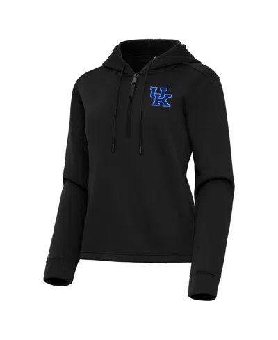 Antigua Women's Black Kentucky Wildcats Contemporary Quarter-zip Hoodie