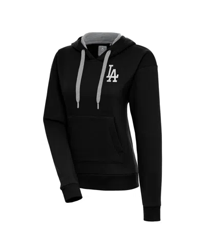 Antigua Women's Black Los Angeles Dodgers Brushed Metallic Victory Pullover Hoodie