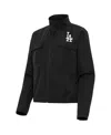 Antigua Women's Black Los Angeles Dodgers Even Par Full-zip Jacket In Black