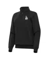 Antigua Women's Black Los Angeles Dodgers Victory Quarter-zip Sweatshirt In Black