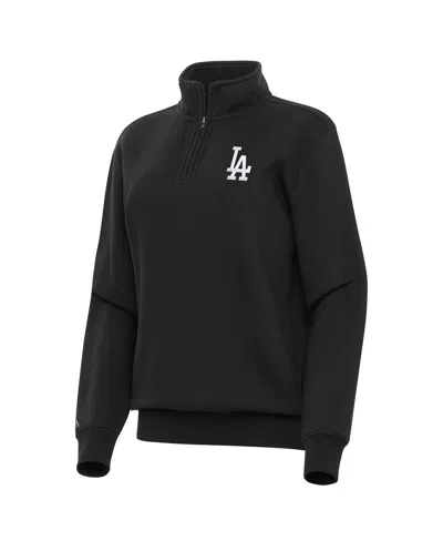 Antigua Women's Black Los Angeles Dodgers Victory Quarter-zip Sweatshirt