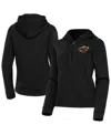 Antigua Women's Black Minnesota Wild Contemporary Quarter-zip Hoodie In Black