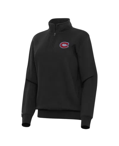 Antigua Women's Black Montreal Canadiens Victory Quarter-zip Sweatshirt