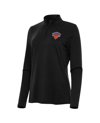 Antigua Women's Black New York Knicks Reprocess Quarter-zip Sweatshirt